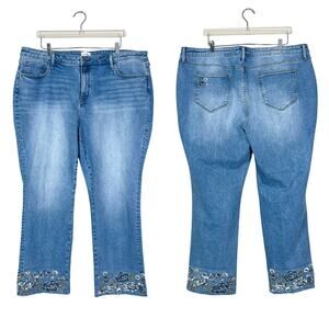 Driftwood | Colette Embroidered Cuff Light Wash Plus Size Anthropologie Jeans 24